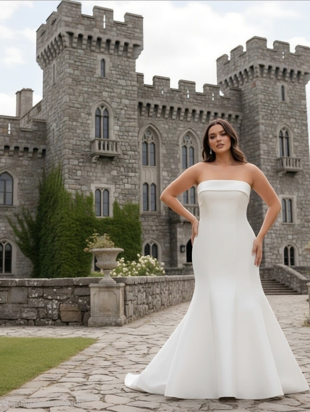 Allure W527 White Strapless Satin Mermaid Wedding Dress Size 22w - Picture 6 of 8